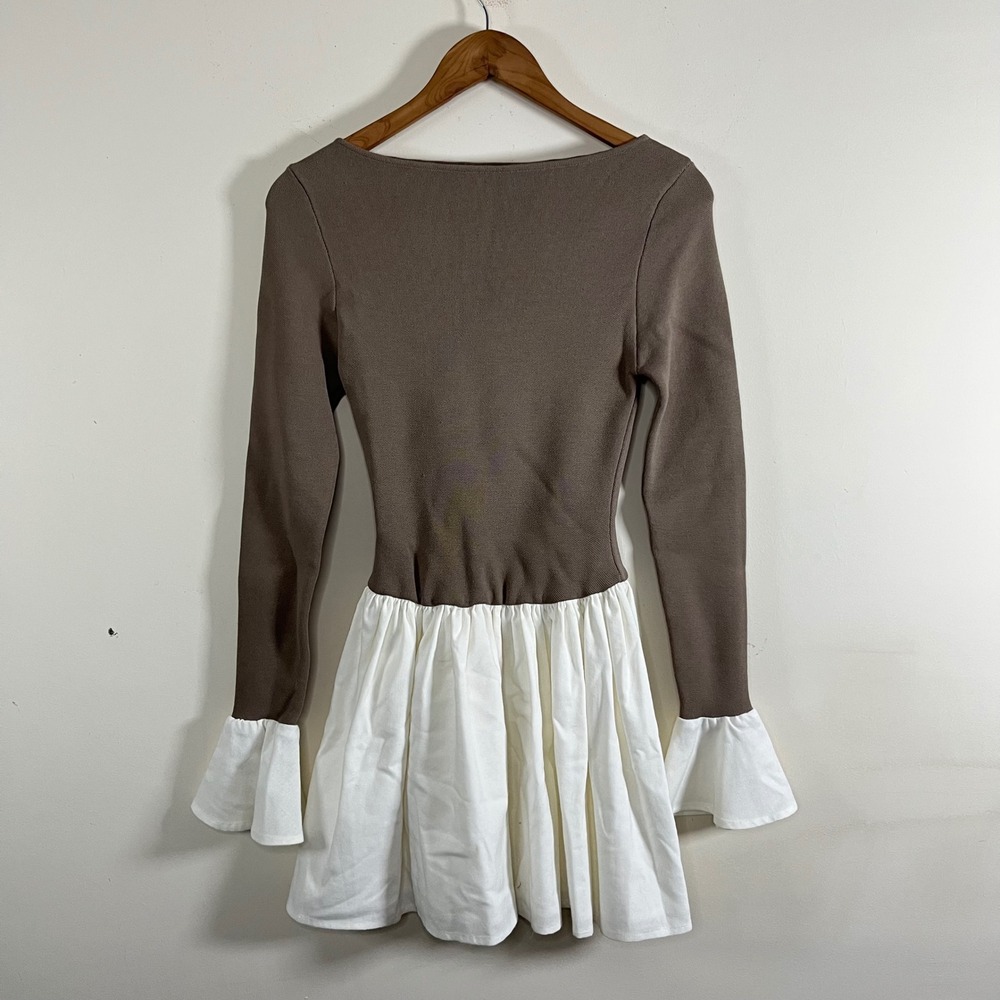 Meshki Sansa Knit And Linen Mini Dress Womens XS Chic Clean Girl Coquette